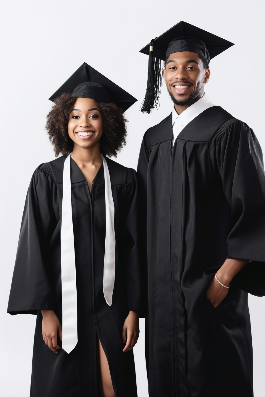 Two happy university graduates posing for a photo