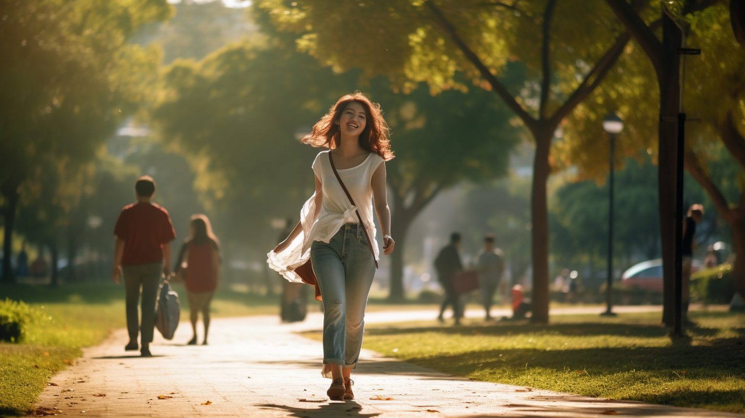 Woman enjoying a walk in the park