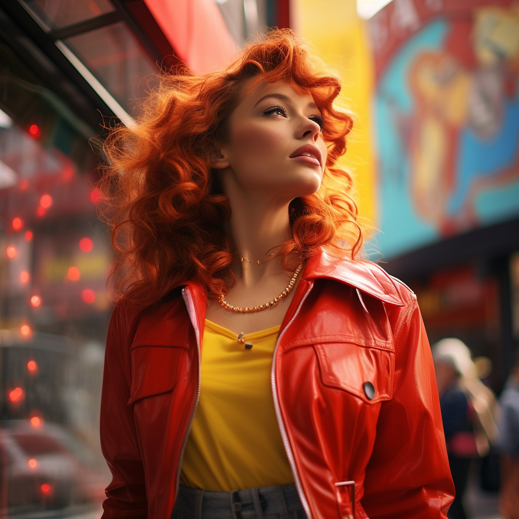 25-year-old happy woman on the street