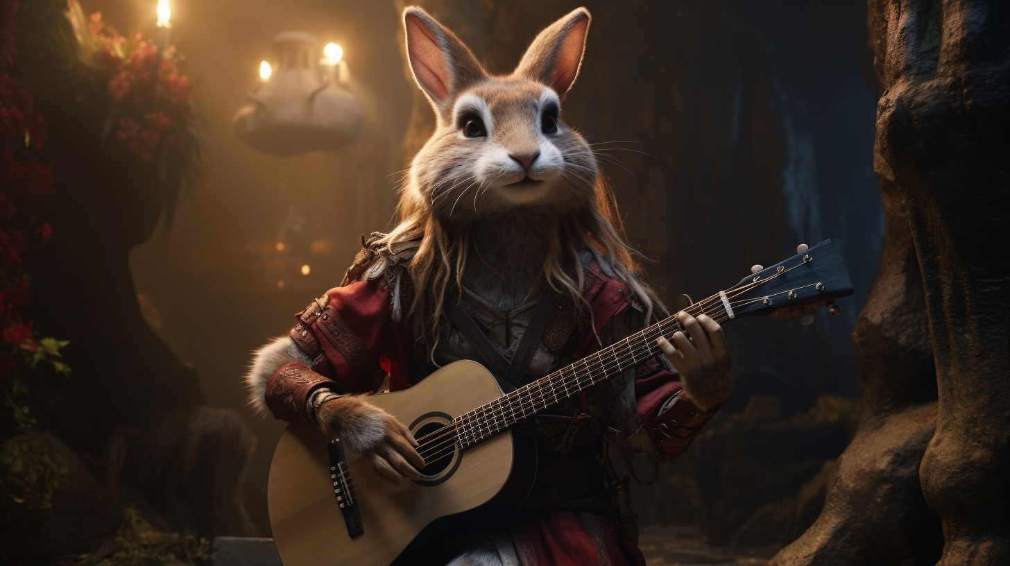 Hare-Human Bard in Fantasy Cinematic Lighting