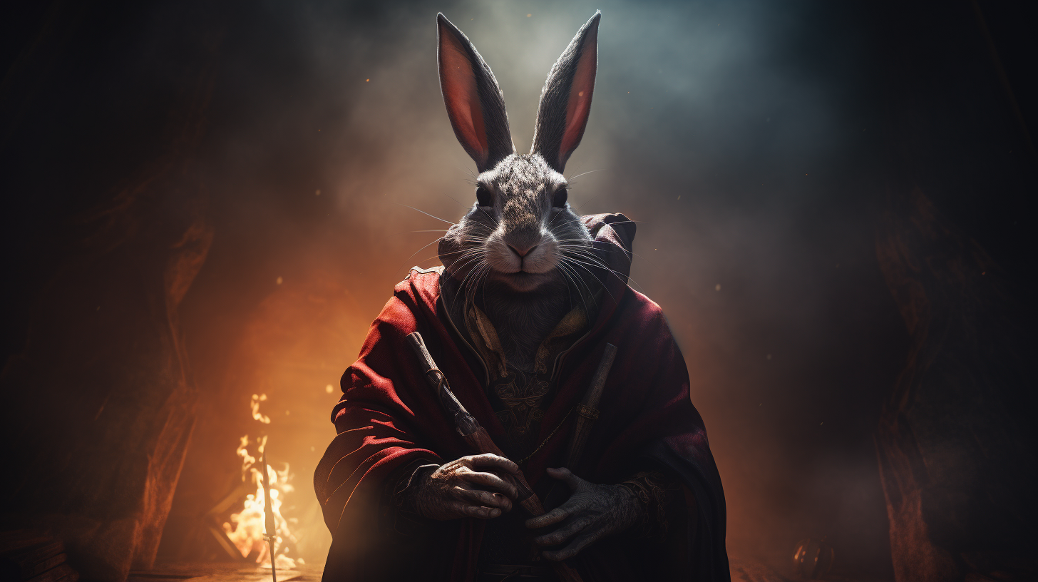 Hare human warlock in high fantasy setting