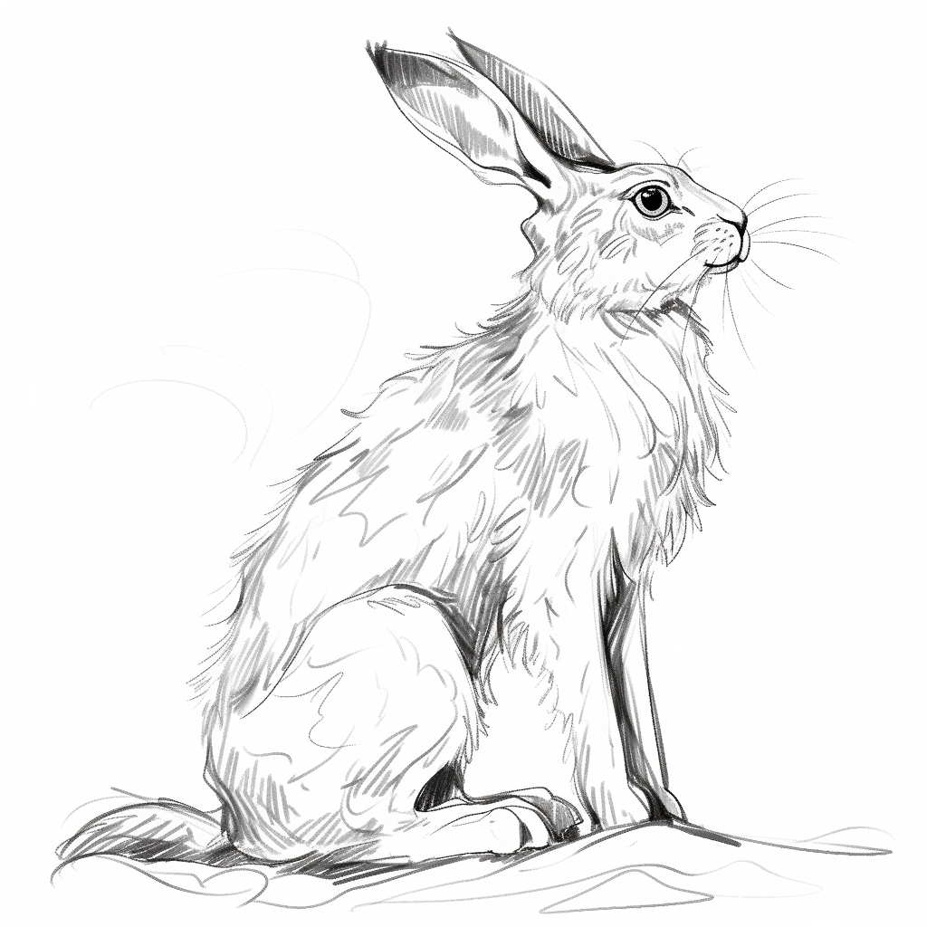 Hare sketch line art realistic