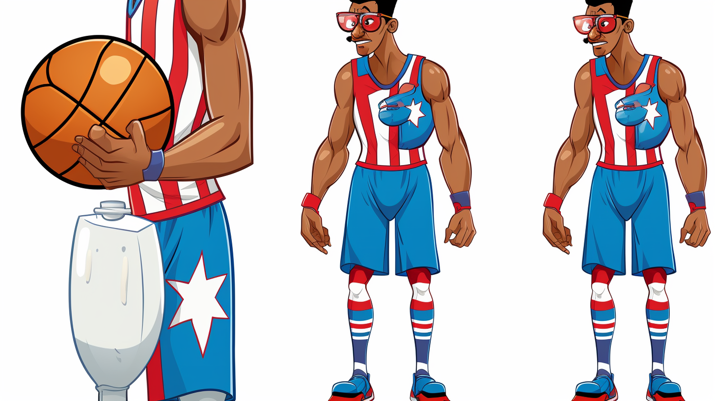 Harlem Globetrotter Character with Diverse Face Angles