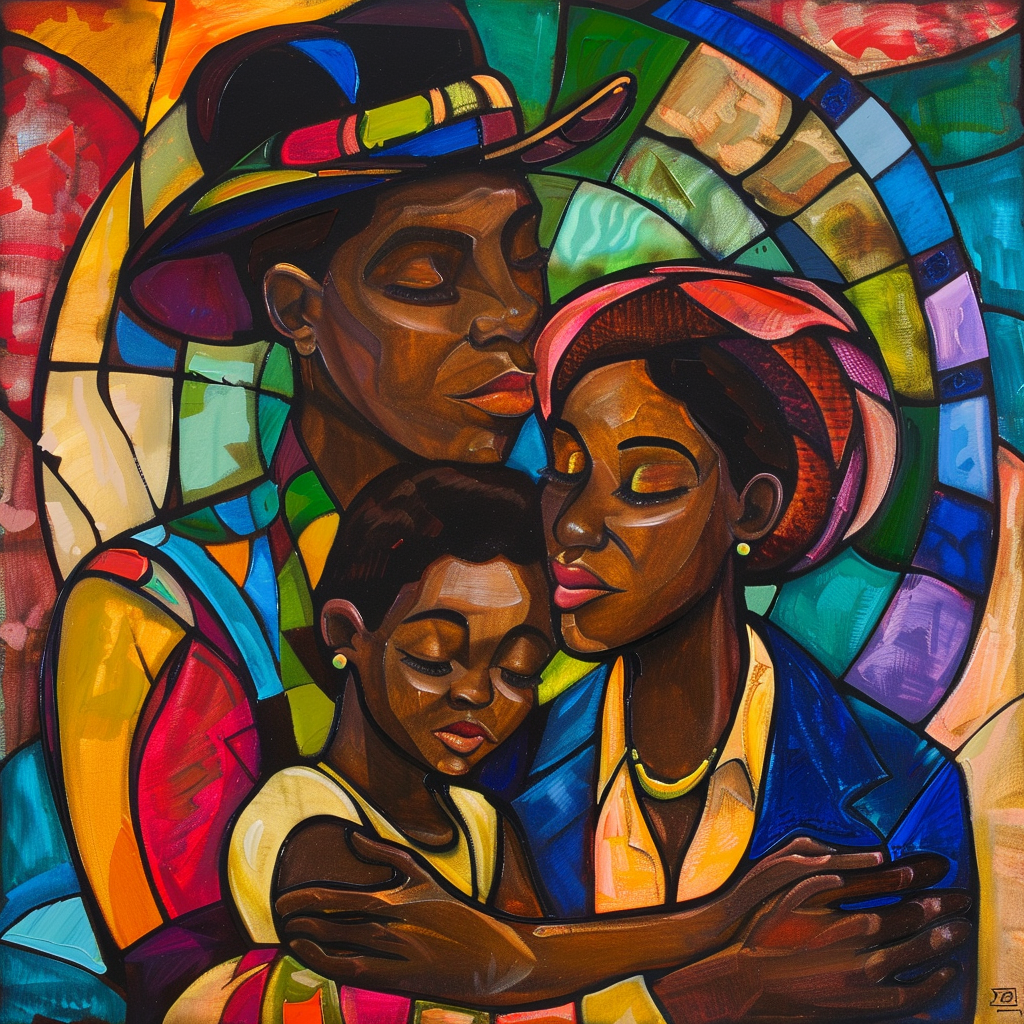 Black family painting solid colors