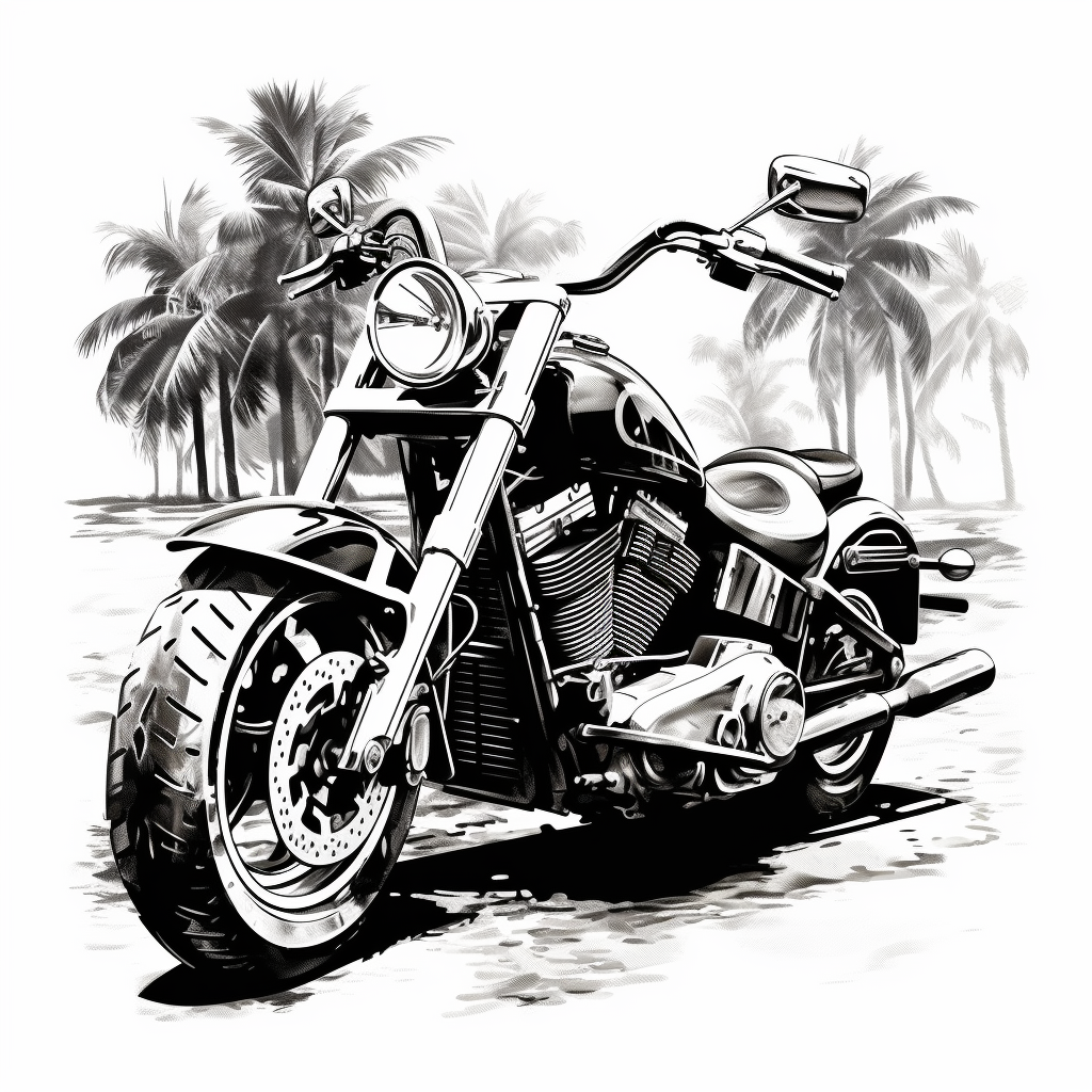 Black and white Harley Davidson motorcycle art