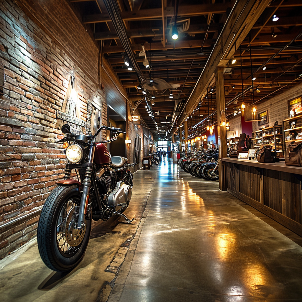 Inside Harley Davidson Store Movie Shot