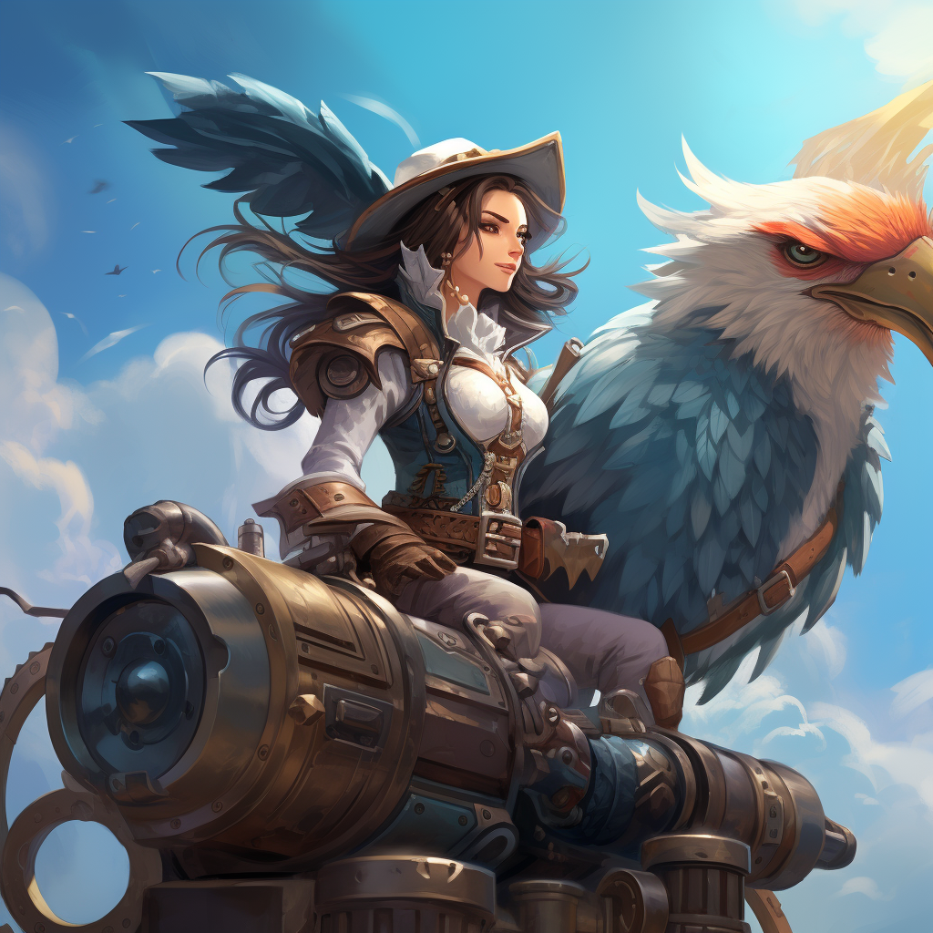 Powerful harpy wielding pirate cannon