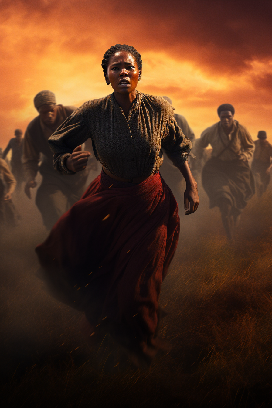 Harriet Tubman running, escaping slavery