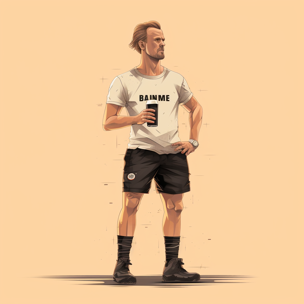 Illustration of Harry Kane in German leather shorts