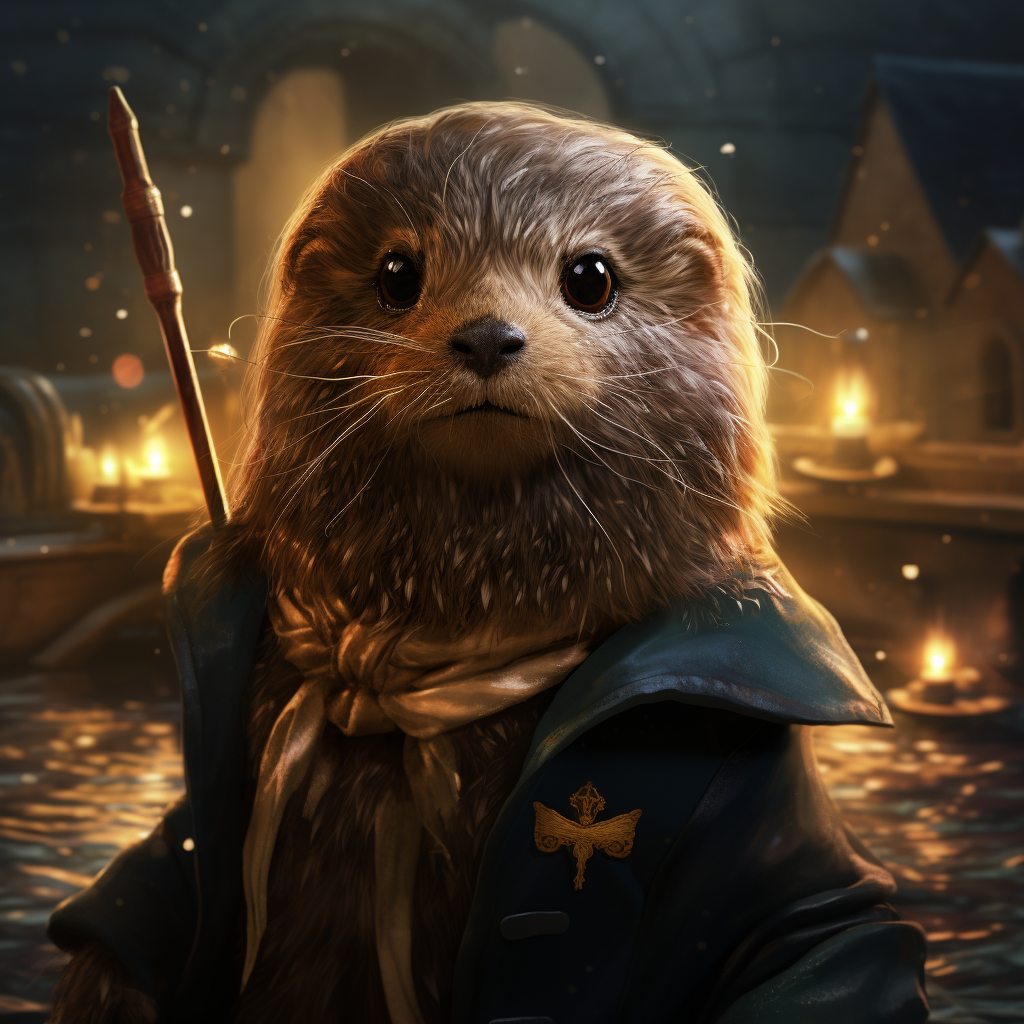 Cute wizarding sea otter named Harry