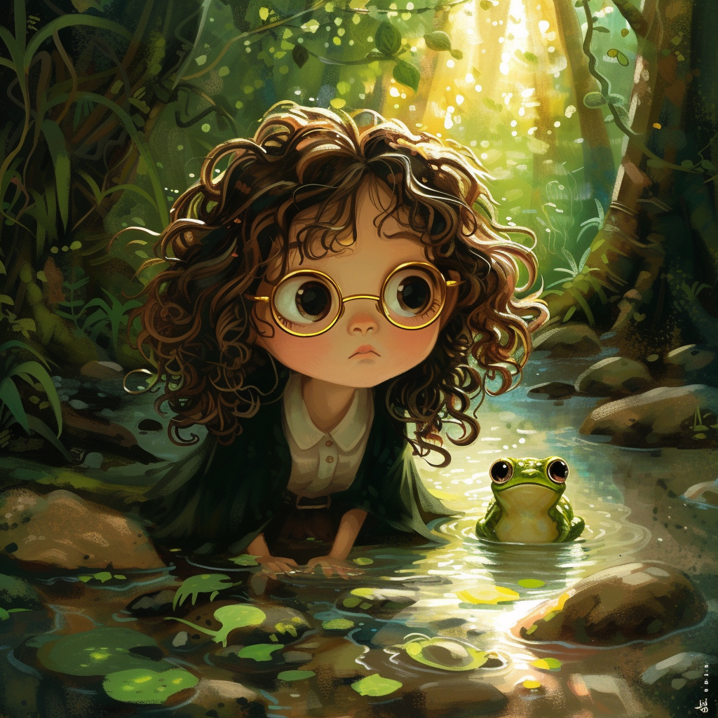 Harry Potter Girl Curly Brown Hair Frog Image