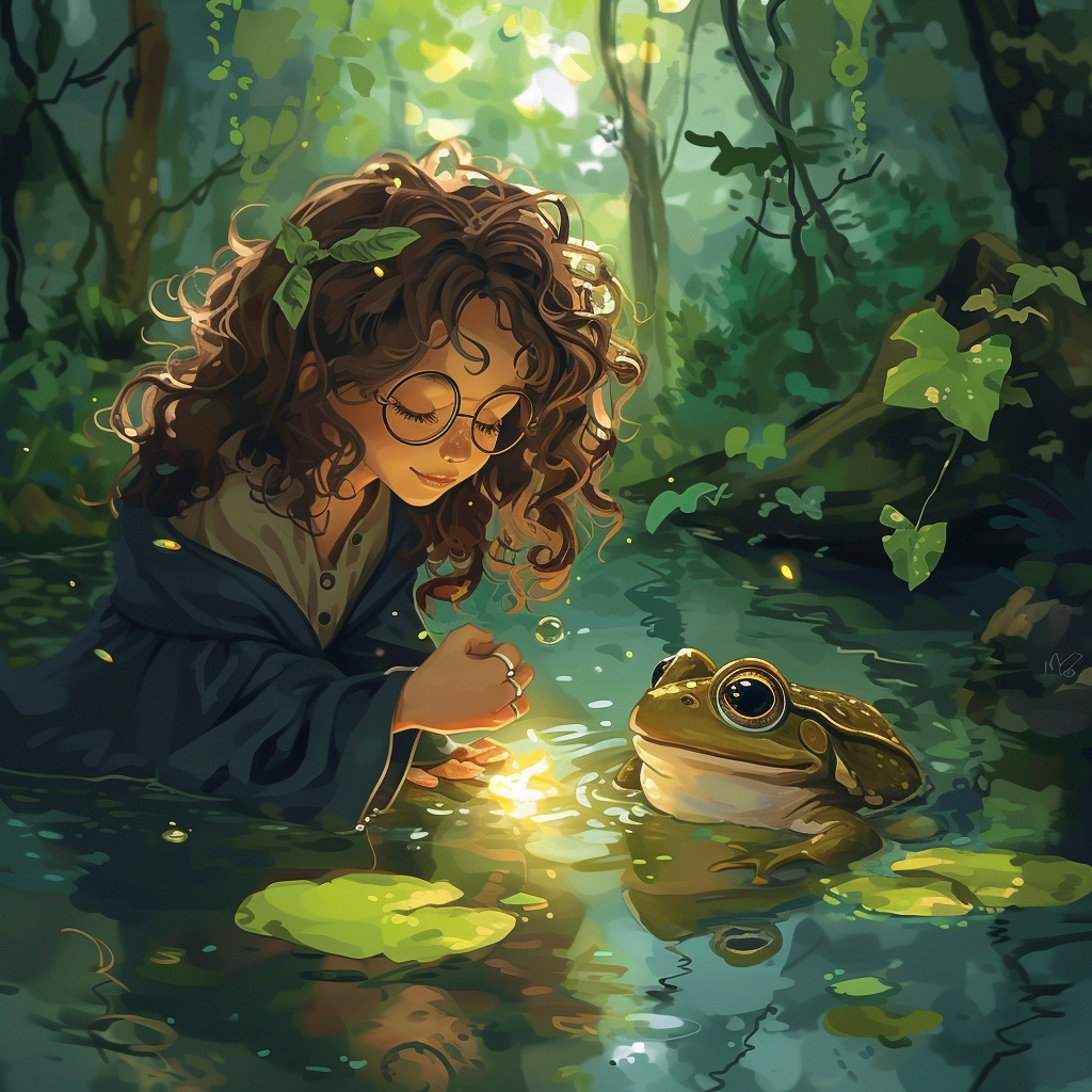 Harry Potter Girl Conjuring Cute Frog