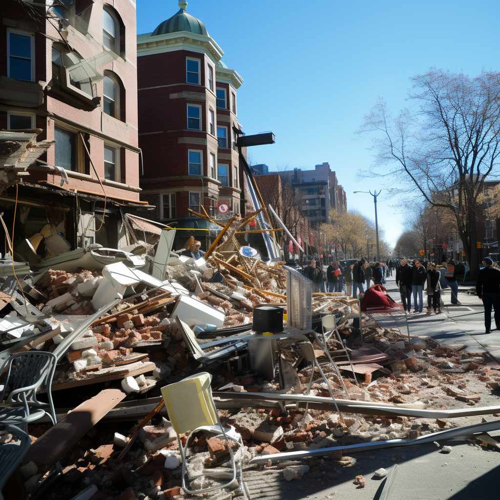 Harvard Square earthquake carnage photo