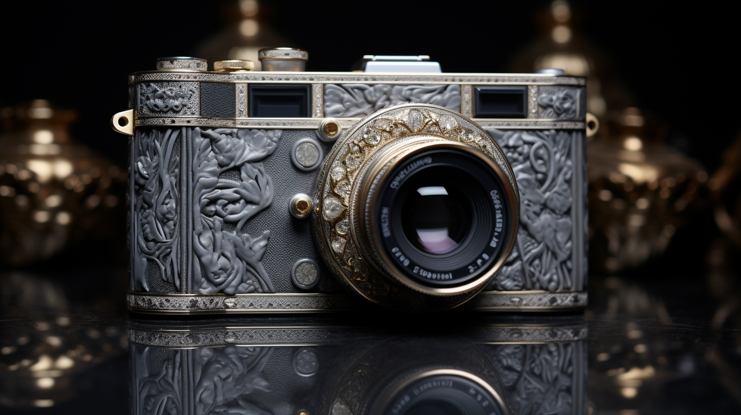 Hasselblad 500 Camera with Marble Carvings and Diamond Lense