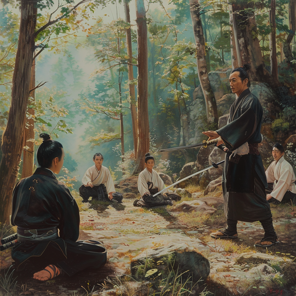 Hanzo Hattori teaching ninja apprentices