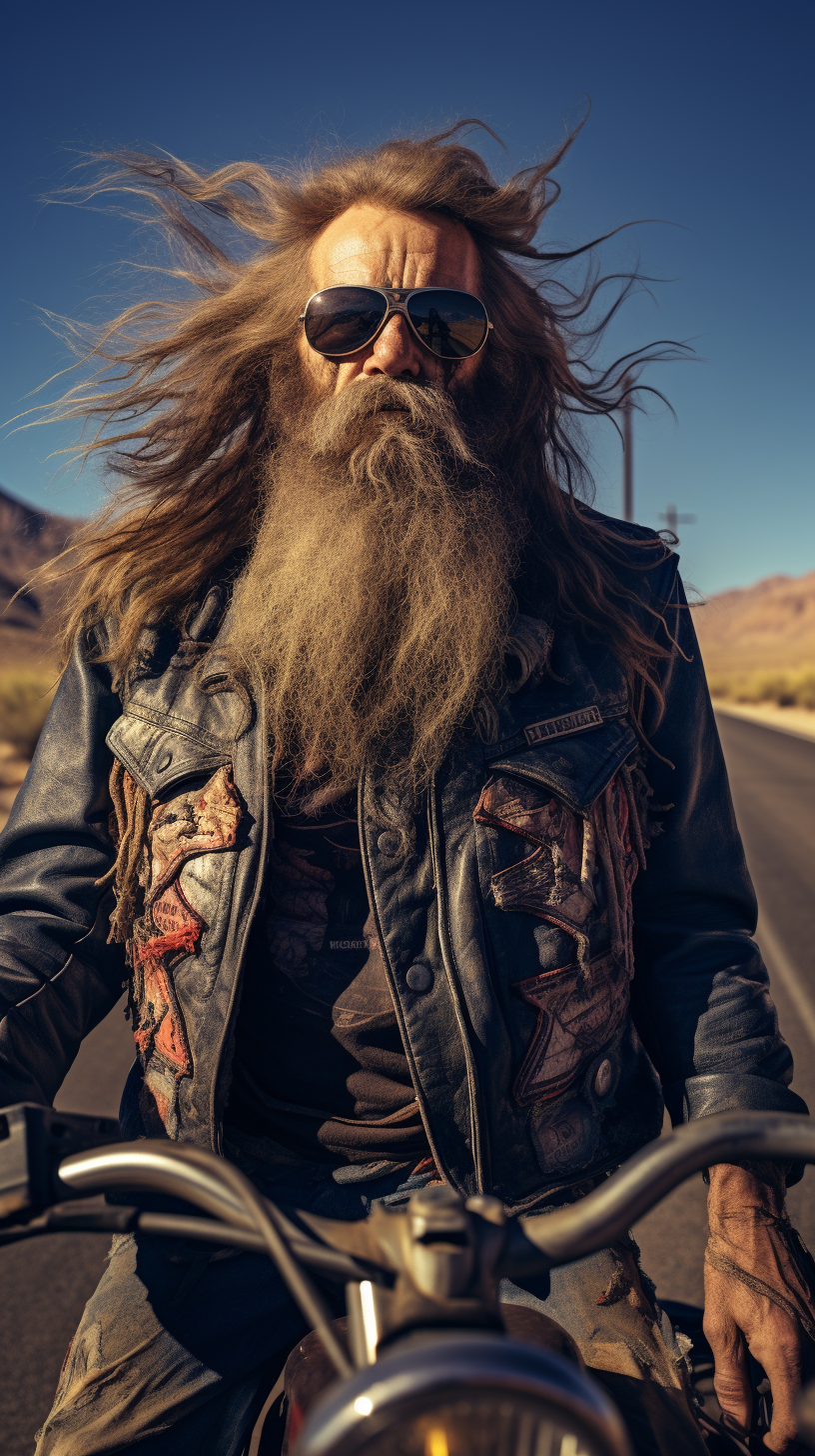 Spooky bearded ghoul face in haunted desert landscape