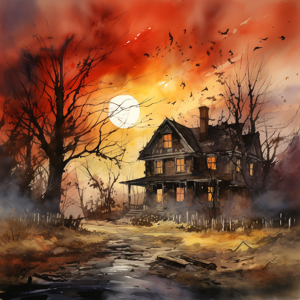 Abandoned haunted house in autumn