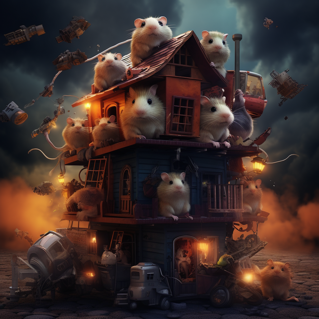 Cartoon zombie guinea pig in haunted house