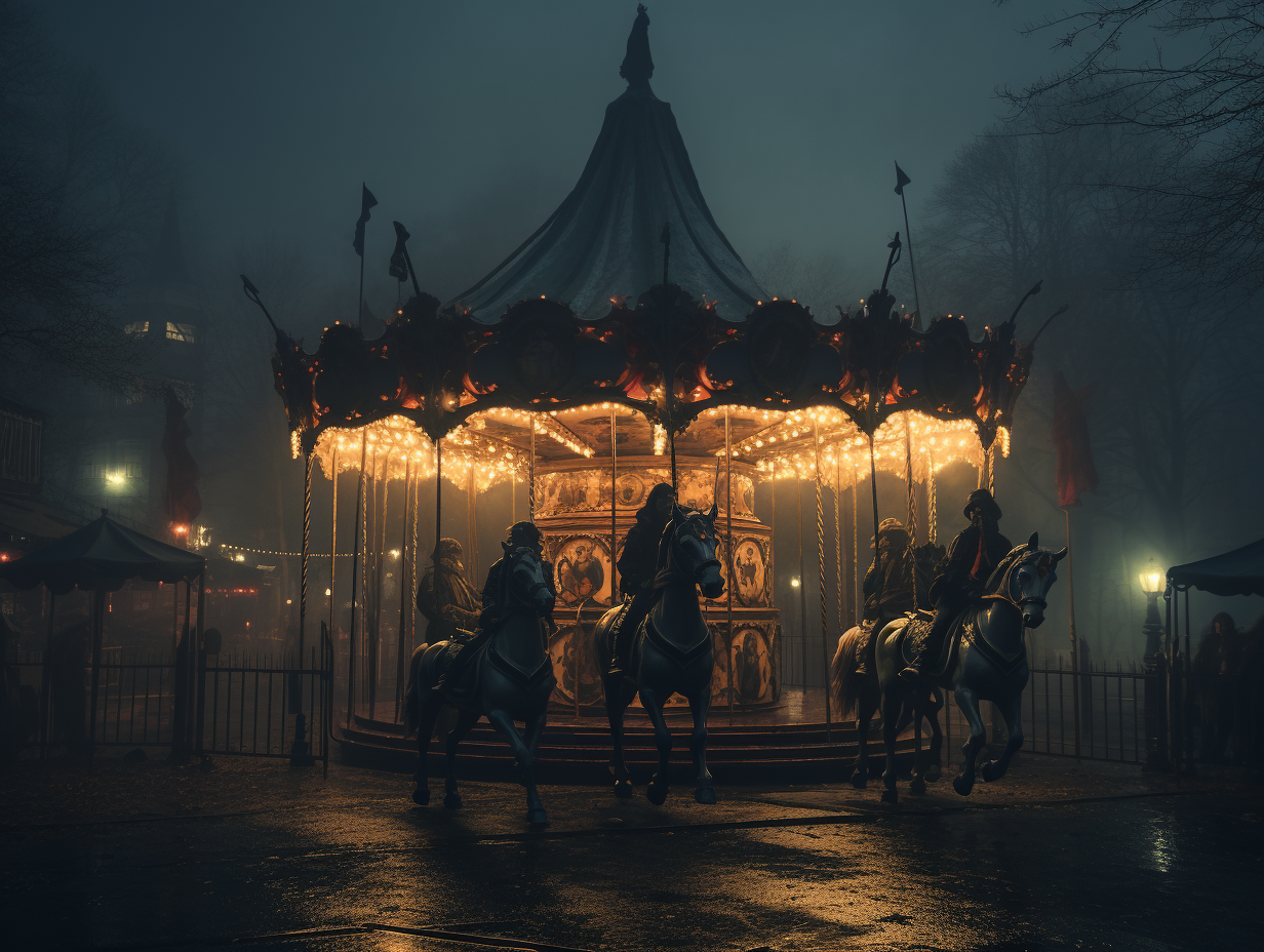 Eerie haunted carousel at carnevil