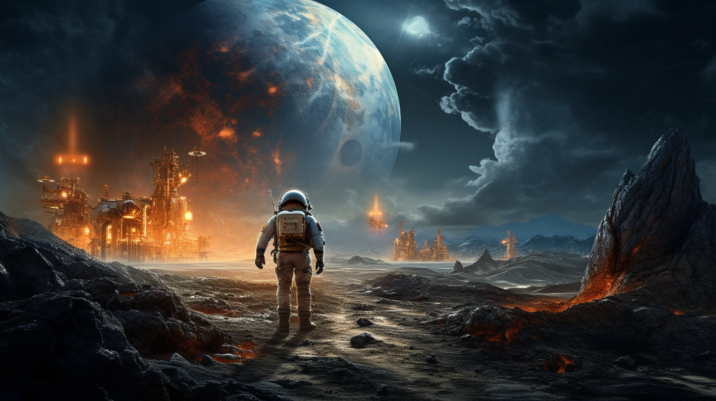 Astronaut exploring haunted planet