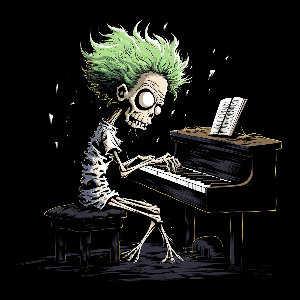 Zombie pianist playing eerie music