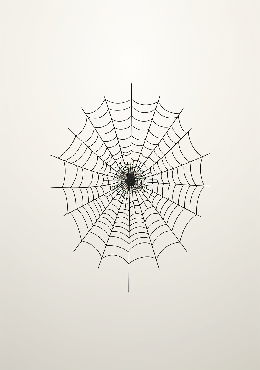 Minimalist spiderweb on white background