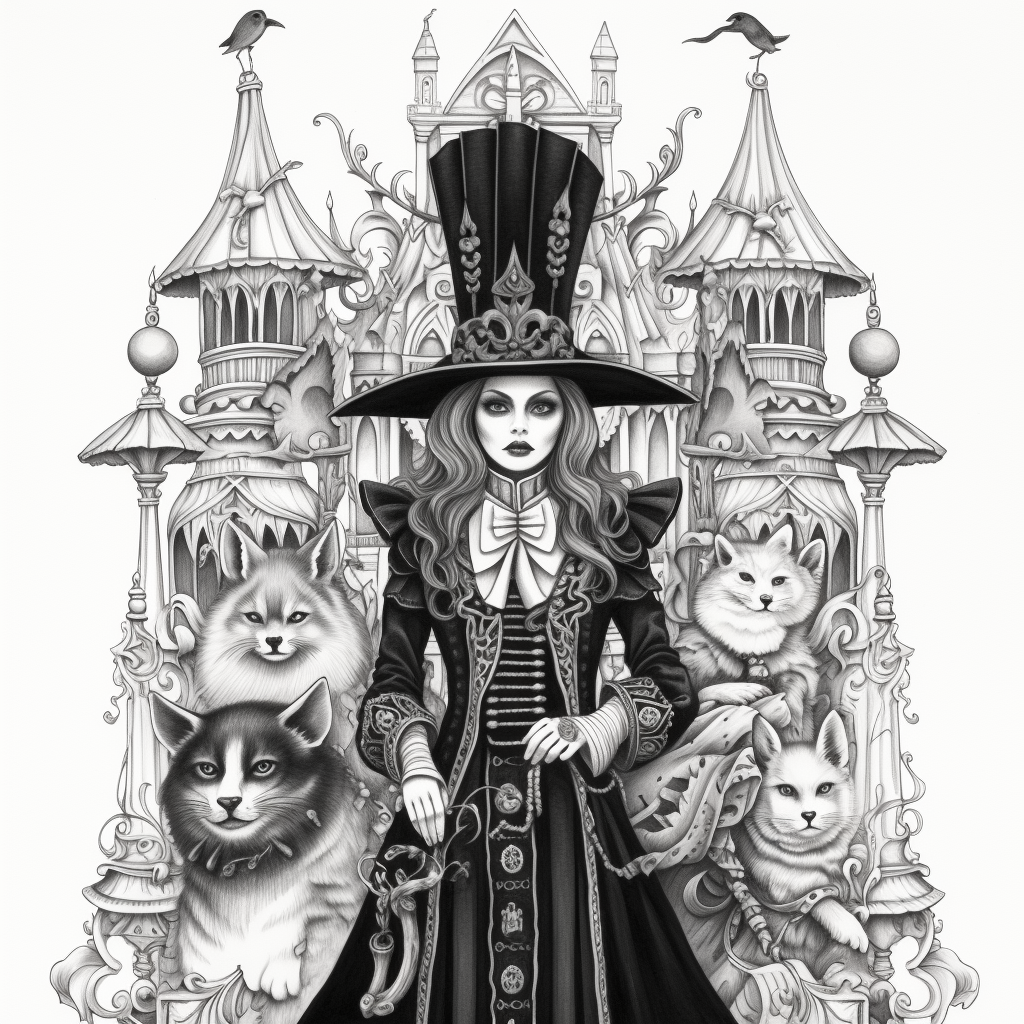 Detailed Halloween Illustration with Ghosts and Witches