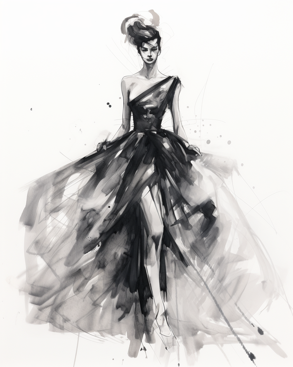 Fashion sketch haute couture dress