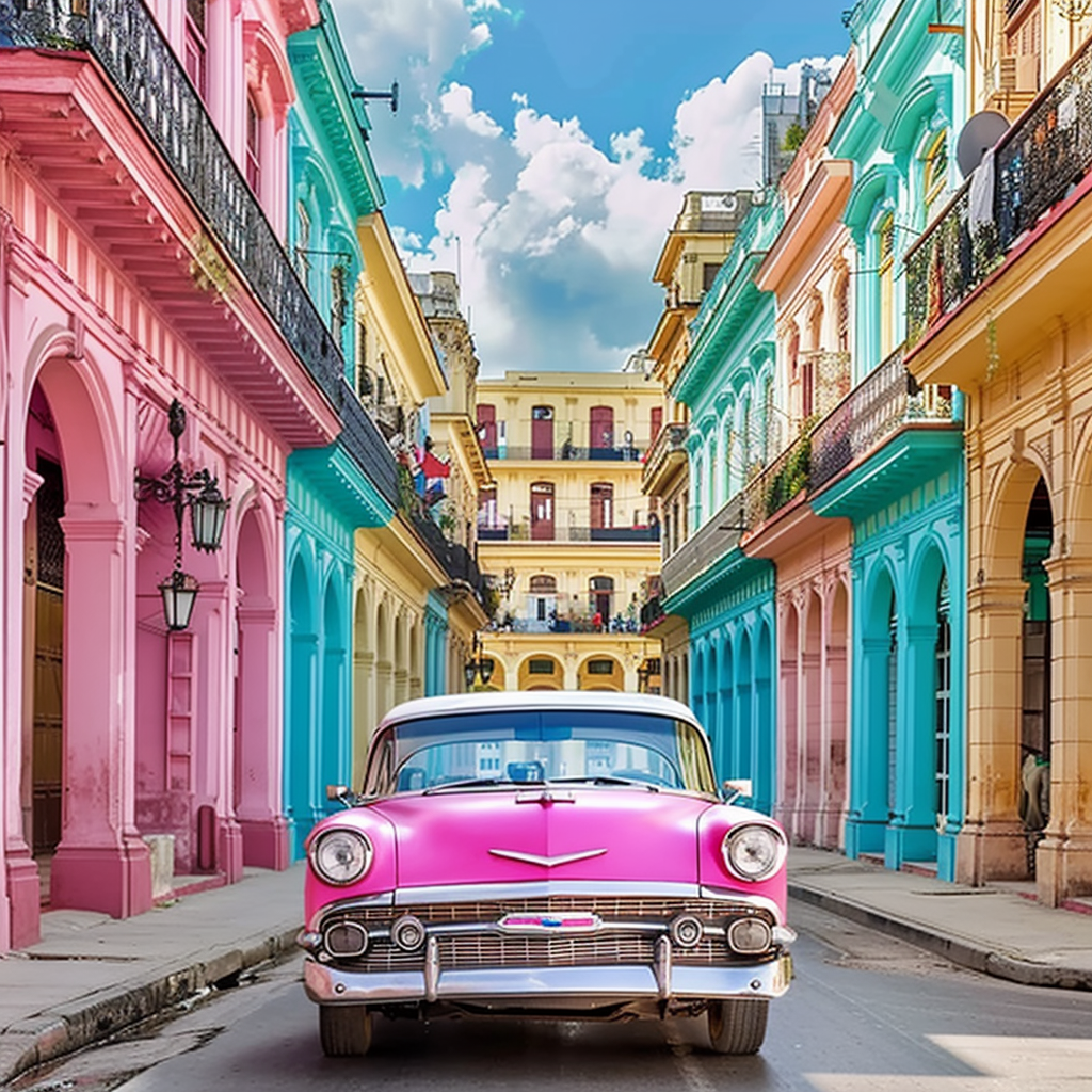 Havana street vintage car candy colors