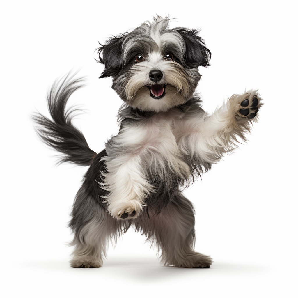 Cute Havanese Dog standing on hind legs