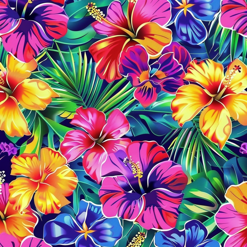 Colorful Hawaiian Patterns Seamless Design