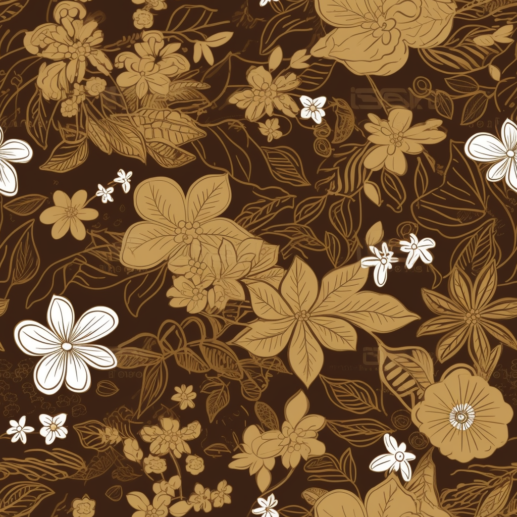 Beautiful hawaiian flowers brown gold pattern