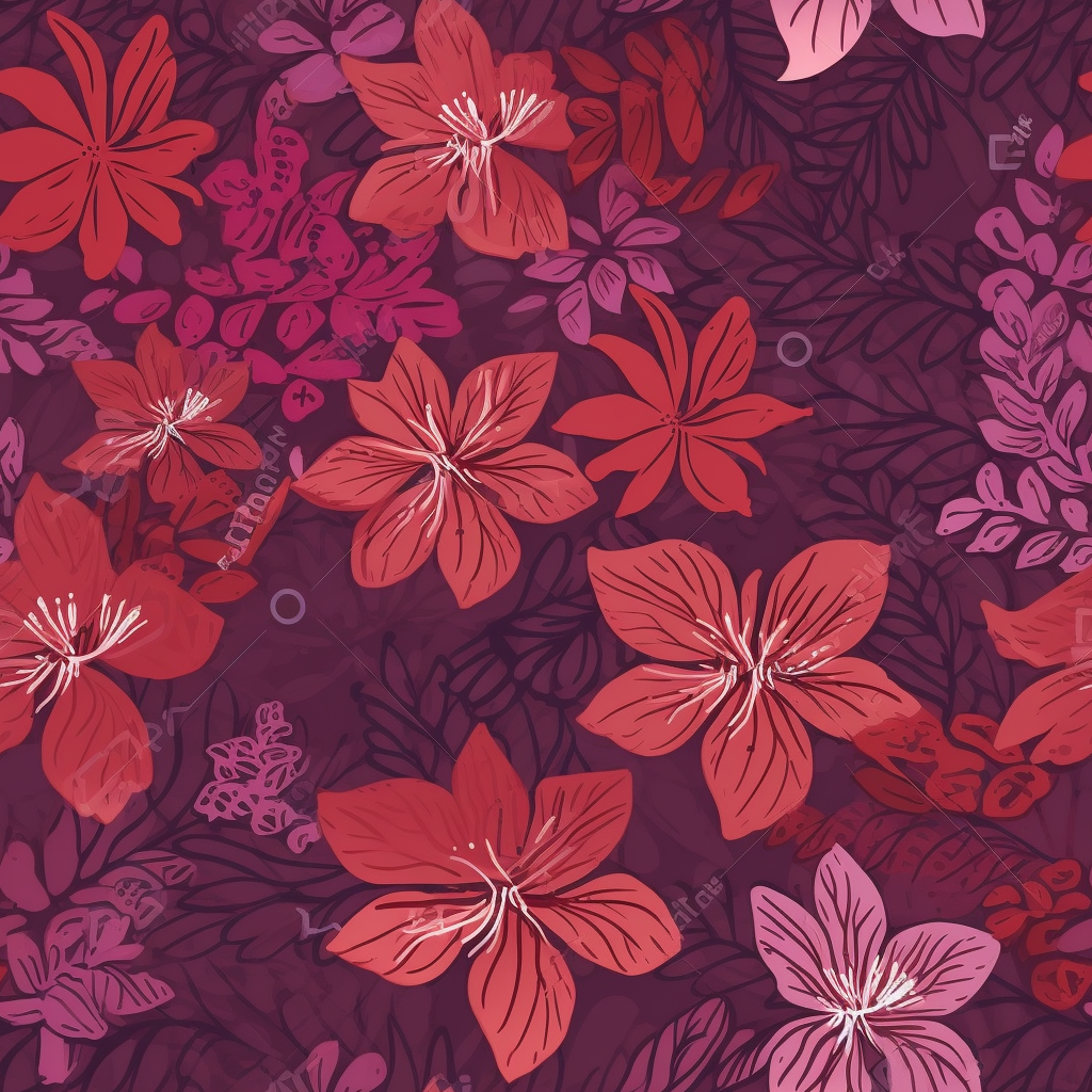 Colorful Hawaiian flowers in a pattern