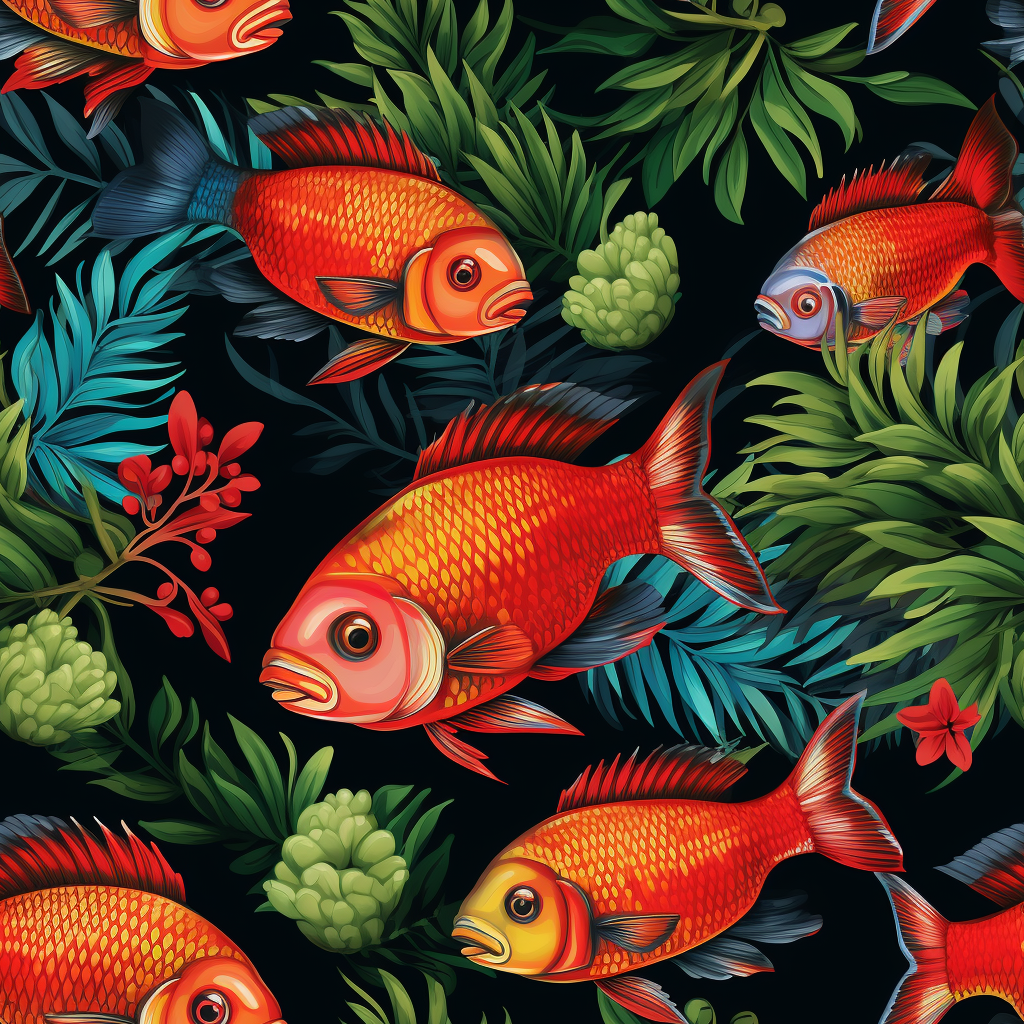 Vibrant Hawaiian Perch Tattoo Christmas Wrap Pattern