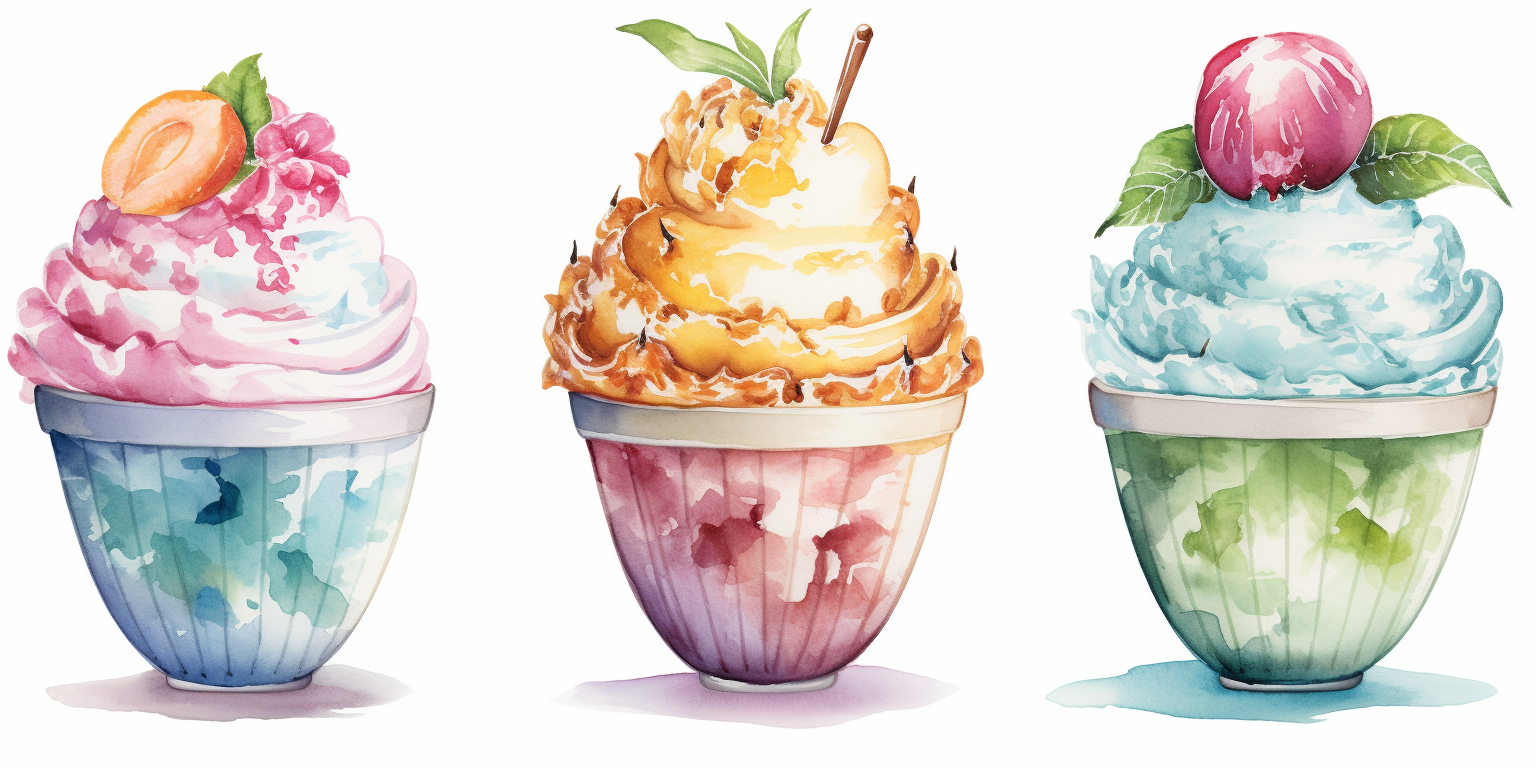 Watercolor Hawaiian Shaved Ice Clipart