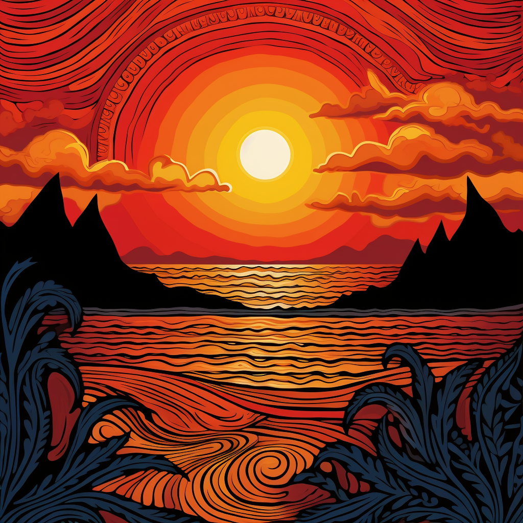 Hawaiian sunset tribal art design