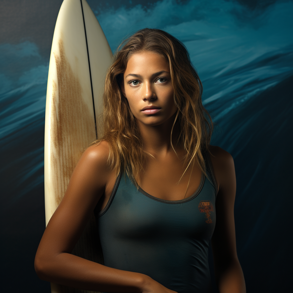 Portrait of a young Hawaiian female surfer