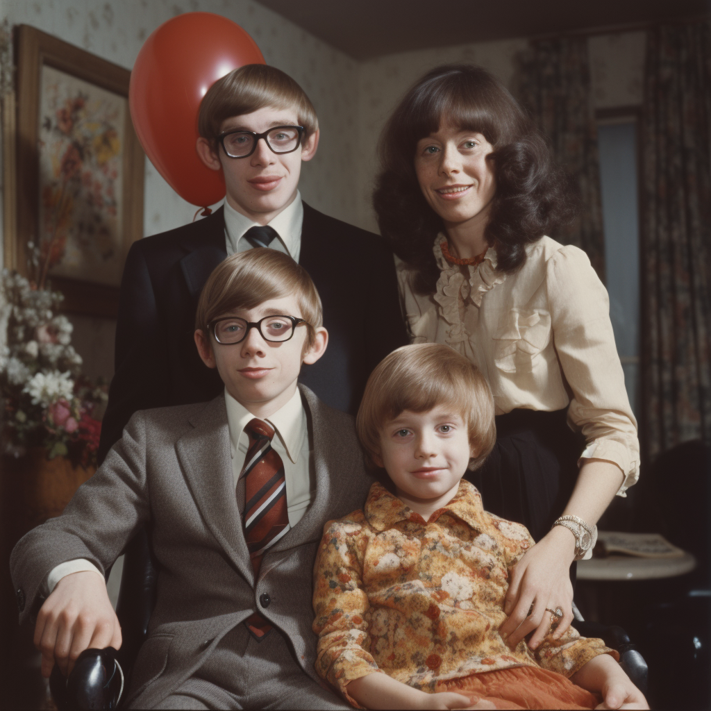 Stephen Hawking with his family