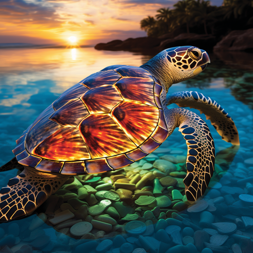 Hawksbill Sea Turtle Gracefully Gliding