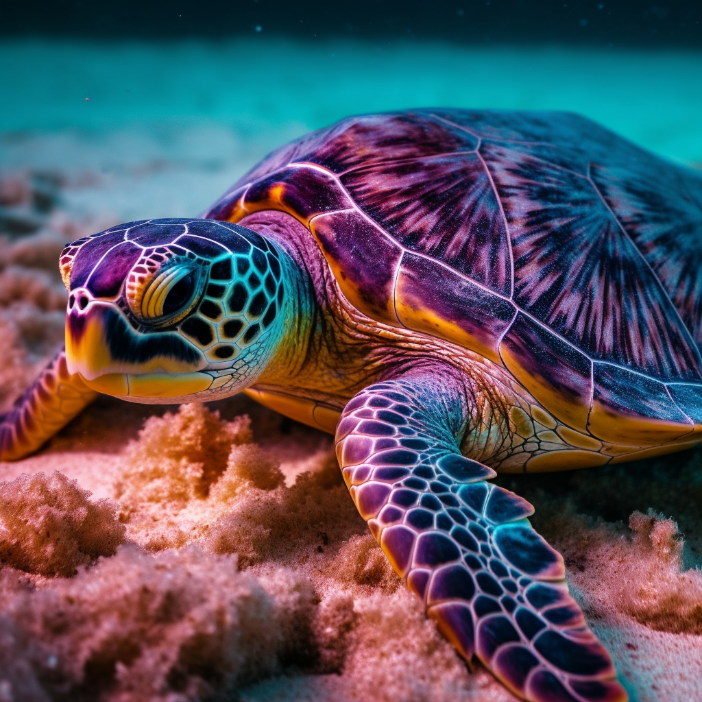 Realistic turtle on beautiful beach