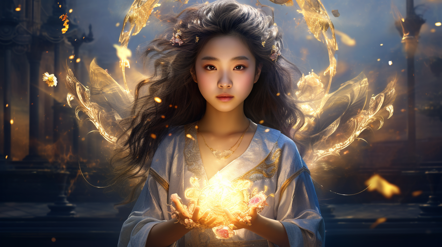 Chinese girl with healing aura energy