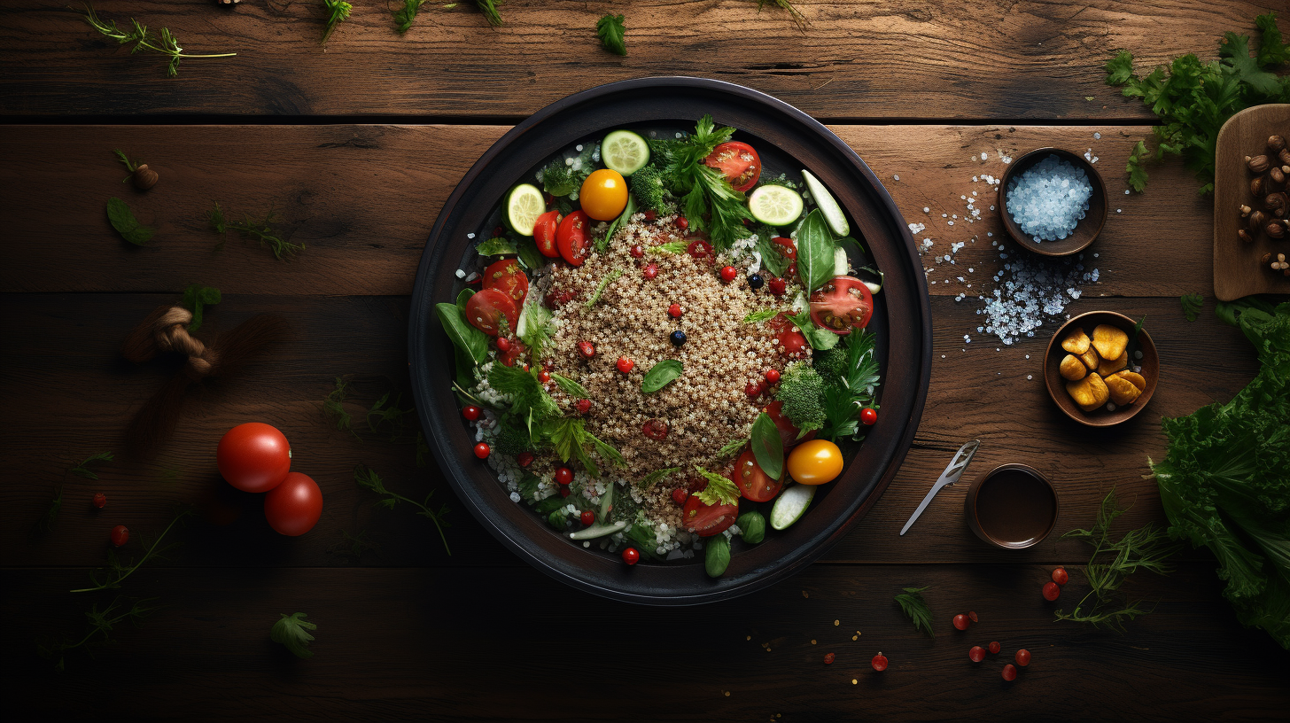 Food Dish on Dark Wood Table