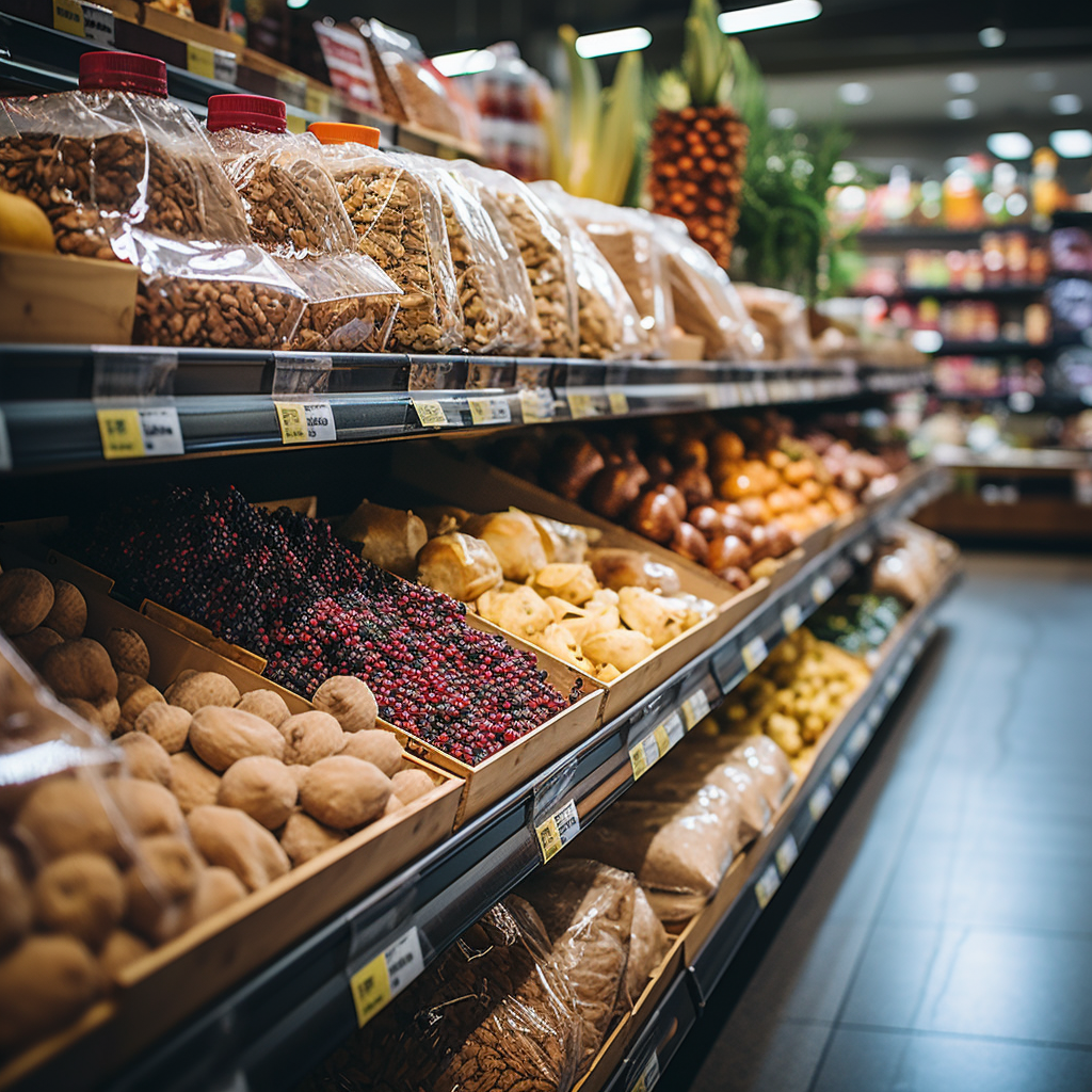 Organic Flour, Cereals, and Drinks on High Rack