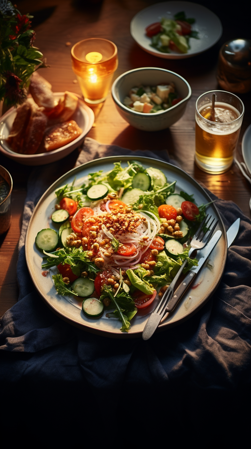 Healthy meal on dinner table