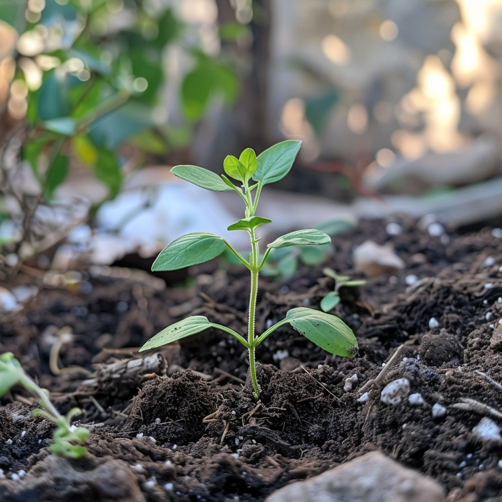 Healthy sprout plant in soil