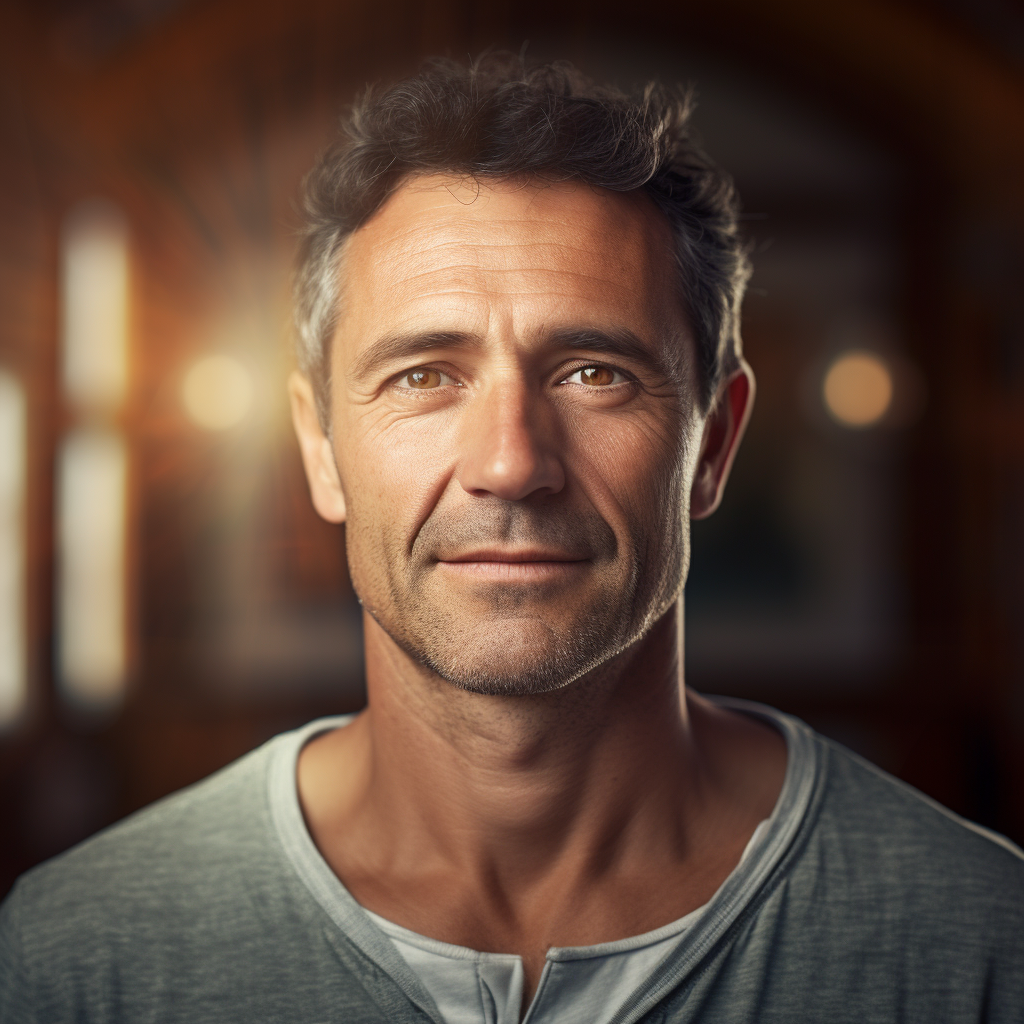 Professional photograph of a healthy man with fractals