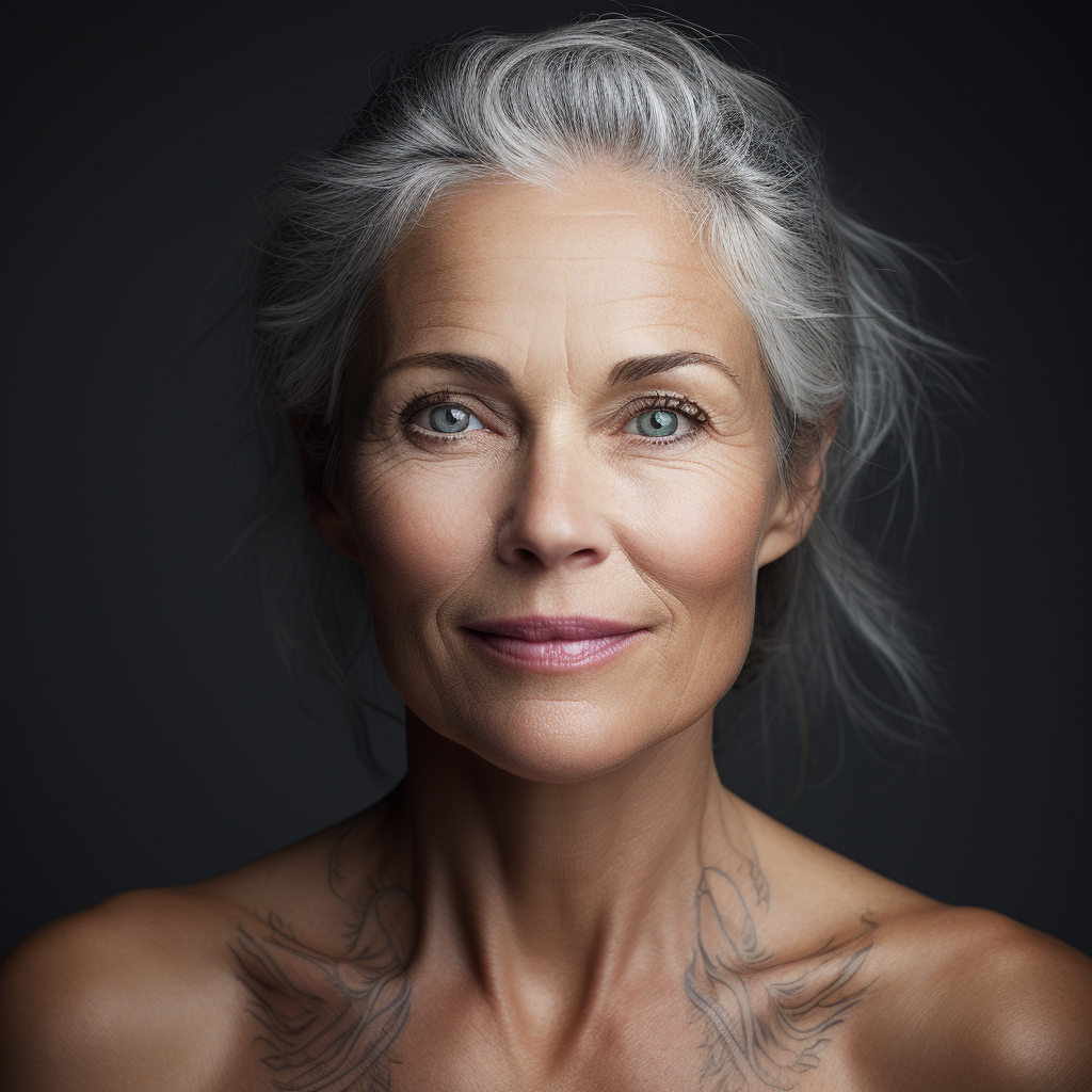 Woman with Healthy Skin in Her 50's