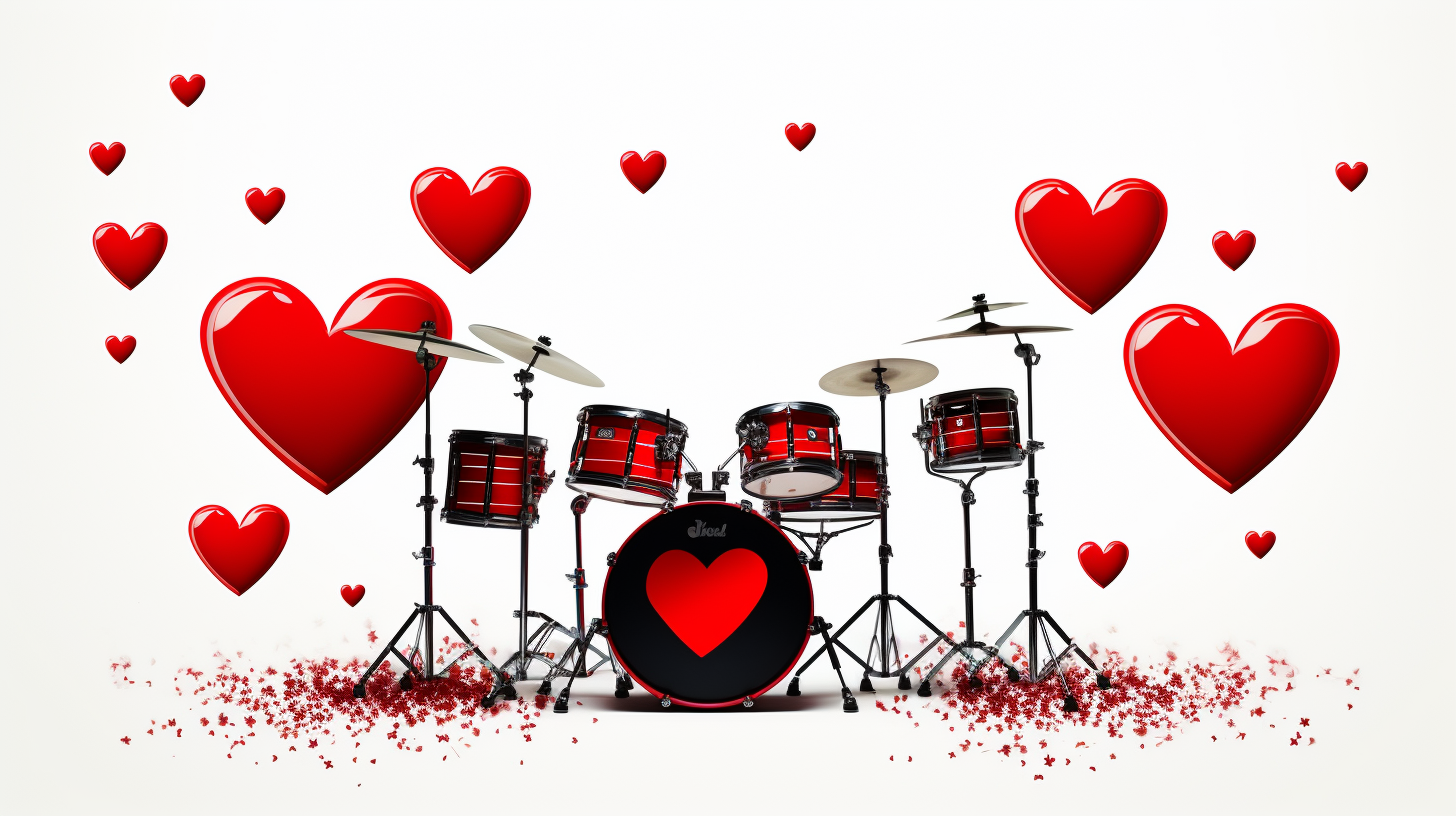 Heart EKG Drum Set on White Background