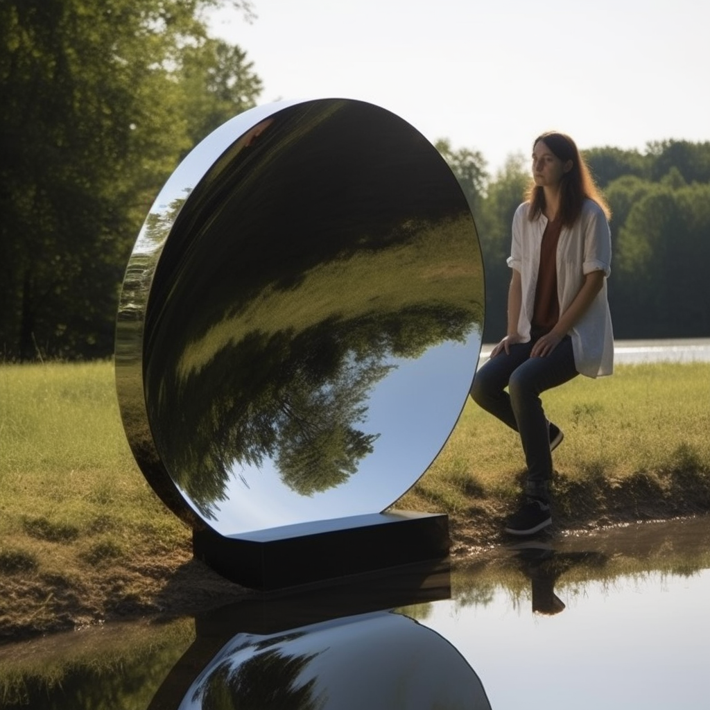 Detailed heart sculpture in emerald mirror