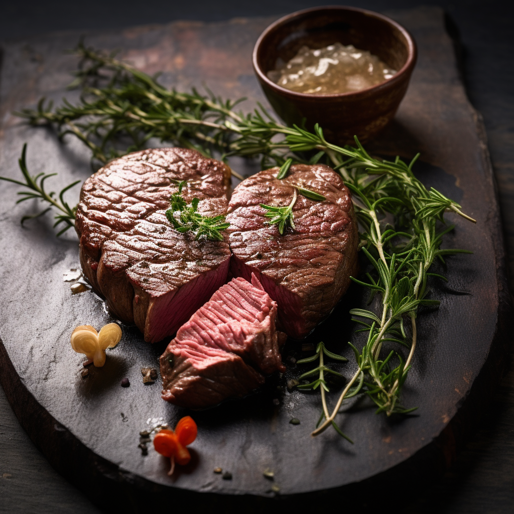 Delicious heart-shaped beef fillet